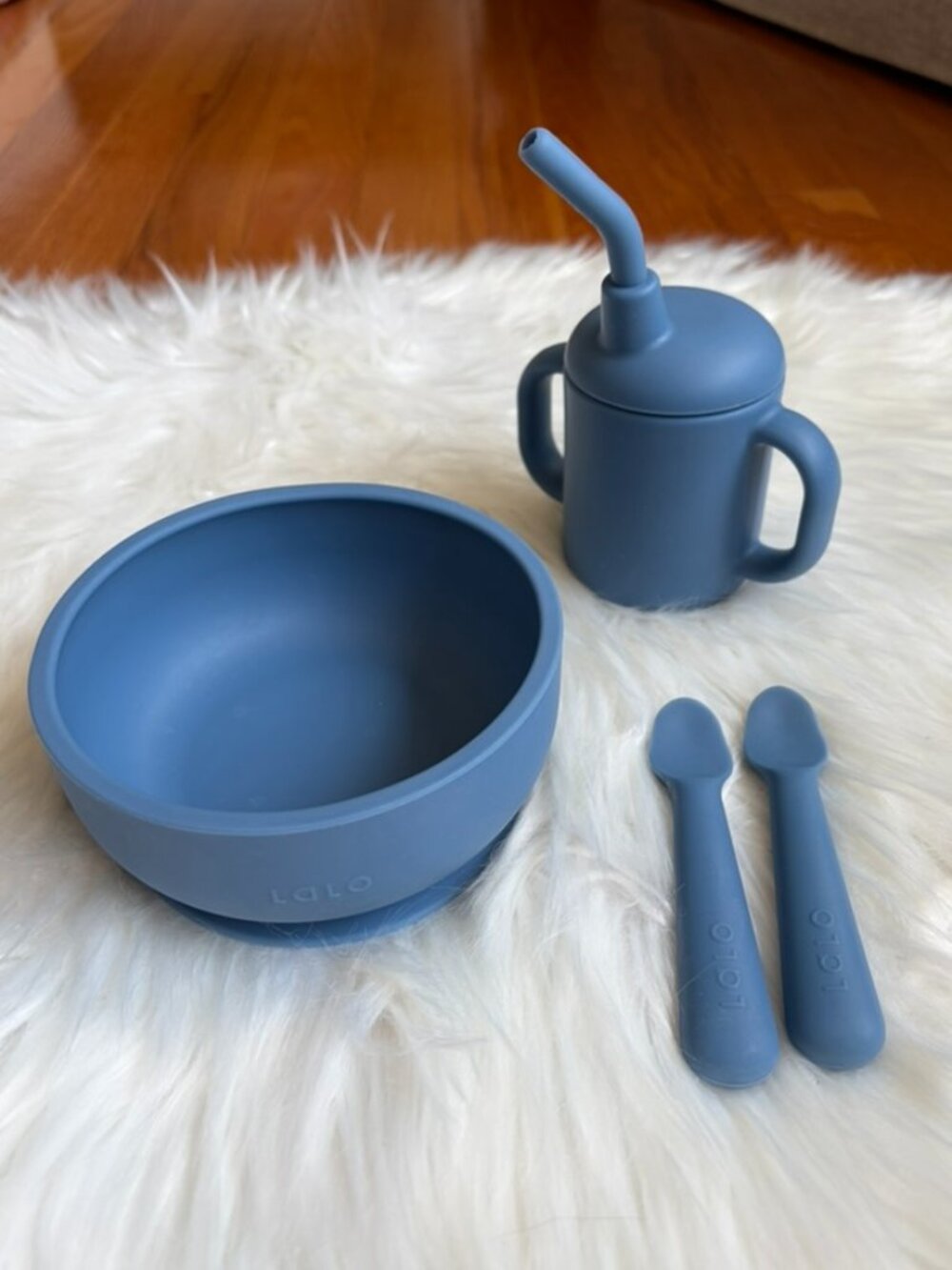 Lalo First Bites Blue Food Grade Silicone Toddler Dish Set